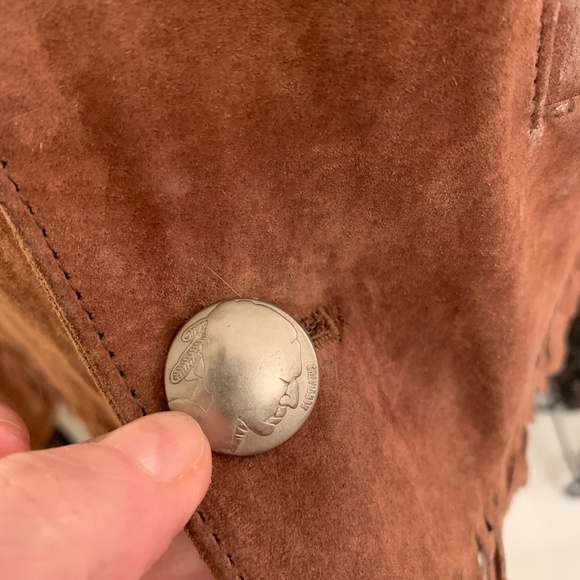 80s CHEVIGNON NATIVE FRINGED WESTERN SUEDE JACKET - Picture 7 of 10